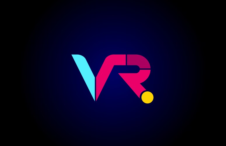 Pink blue alphabet letter vr v r combination Vector Image