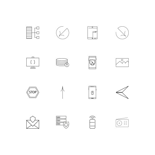 Network and database simple linear icons set vector image