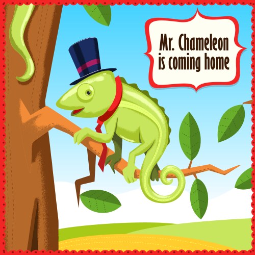 Chameleon cartoon funny animal Vector Image