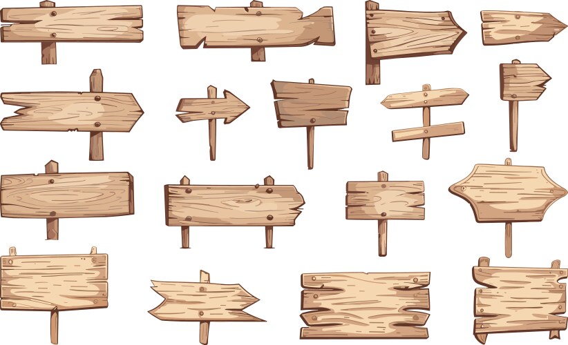 Blank wooden planks or signboards set signs vector image