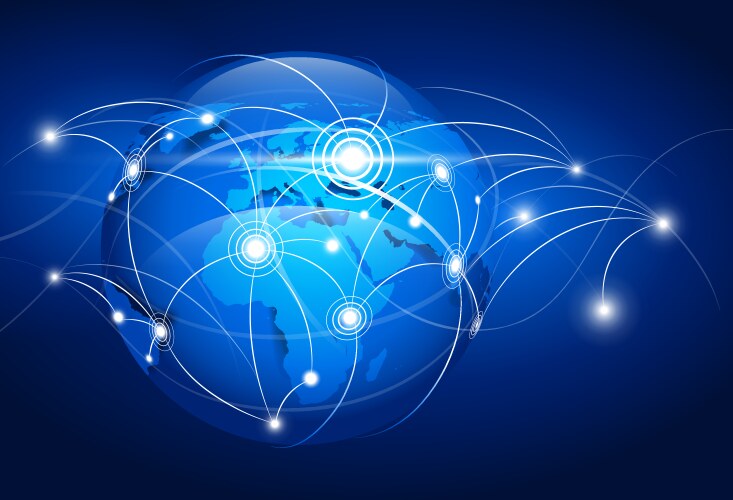 World map with glowing points Royalty Free Vector Image