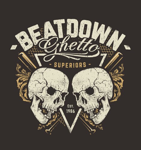 Grunge design with skulls Vector Image