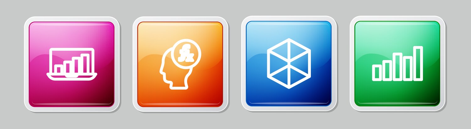 Set line laptop with graph chart function vector image