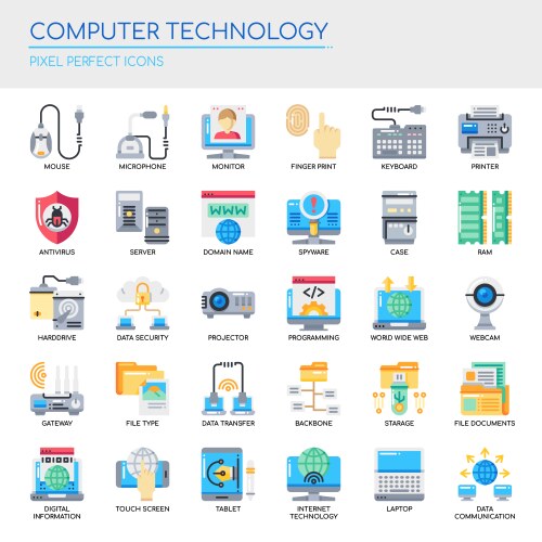 Network technology modern color flat line Vector Image