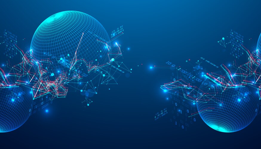Digital network data flow in cyberspace theme vector image
