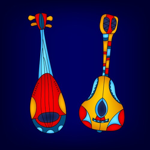 cartoon colorful stringed musical instruments vector image