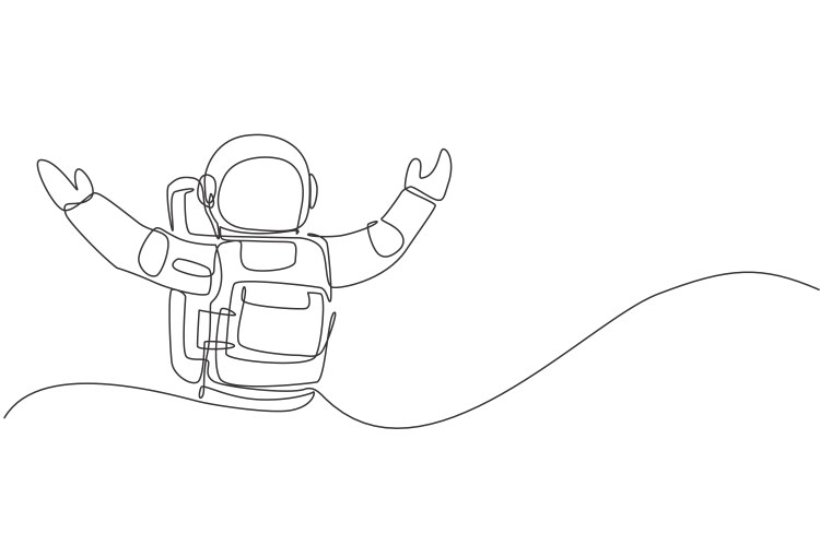 Astronaut logo one continuous line drawing Vector Image