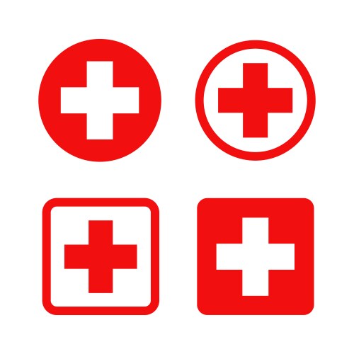 red cross symbol round and square style vector image