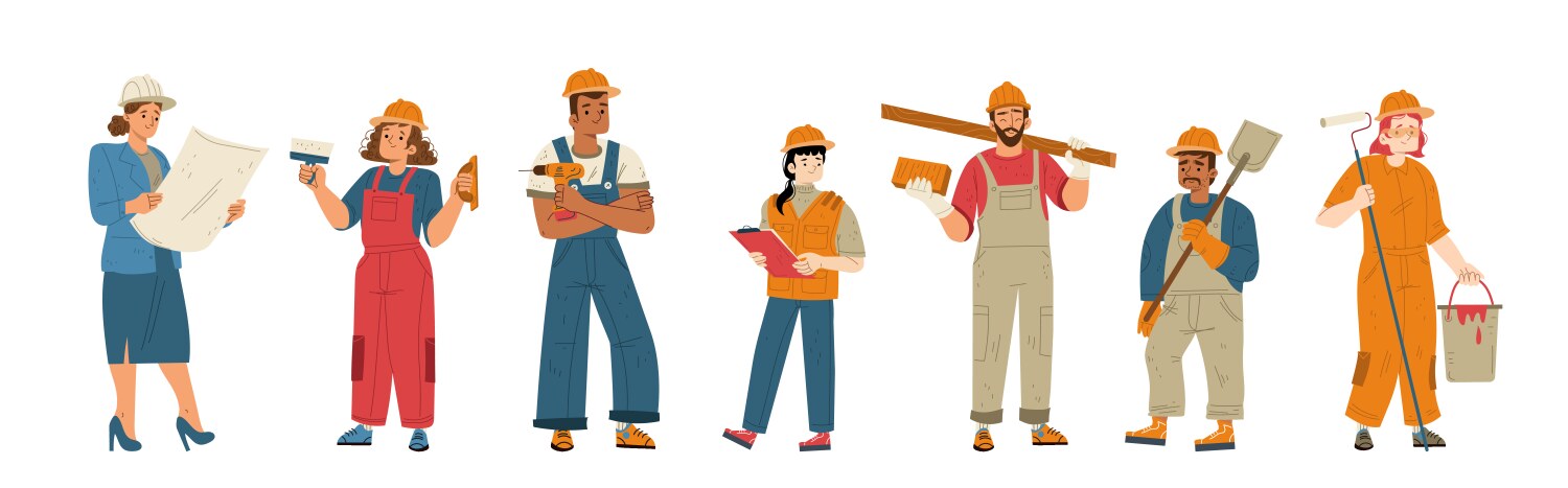 Construction workers crew Royalty Free Vector Image