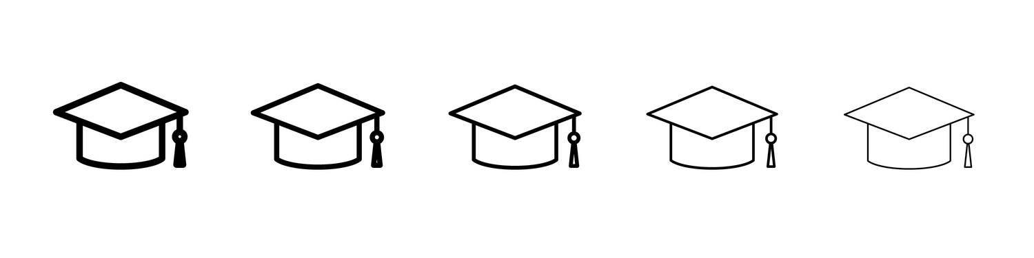 Graduation cap icon logo black line Vector Image