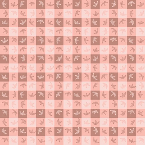 Gingham with leaves seamless pattern Vector Image