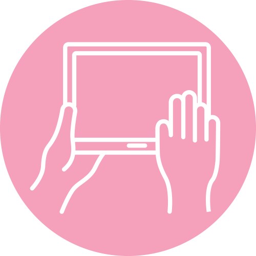 Hands using tablet device block style icon vector image