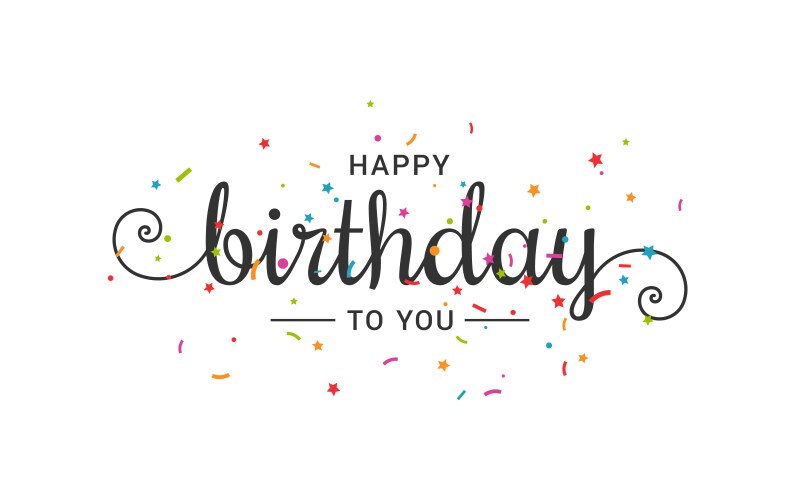 happy birthday banner lettering confetti on white vector