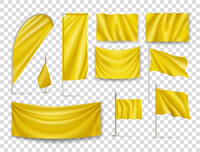 Yellow Rectangular Flags Set Isolated On White Royalty Free Vector