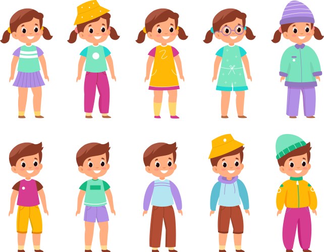 kids different wearing boys and girls vector image