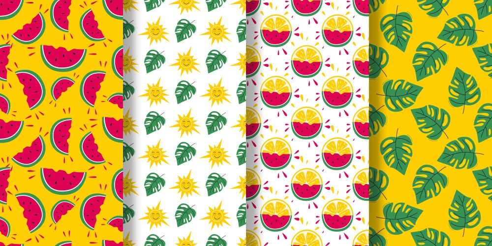 Summer beach vibe seamless pattern set bright Vector Image