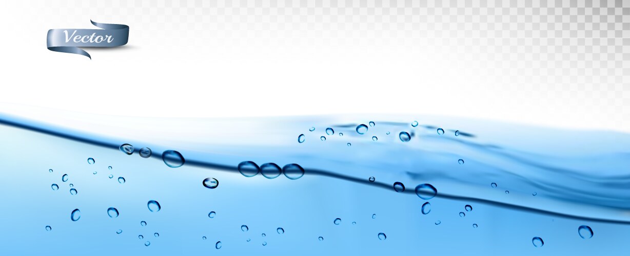 transparent water waves with air bubbles vector