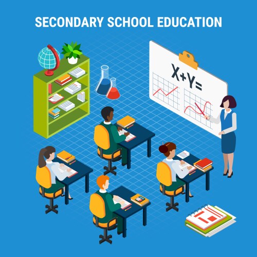 Isometric class infographic Royalty Free Vector Image