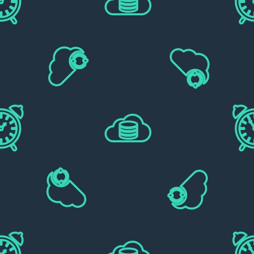 Set line cloud database sync refresh and alarm vector image
