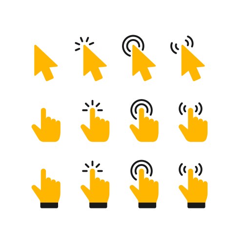 Pointer click icon clicking cursor pointing hand vector image