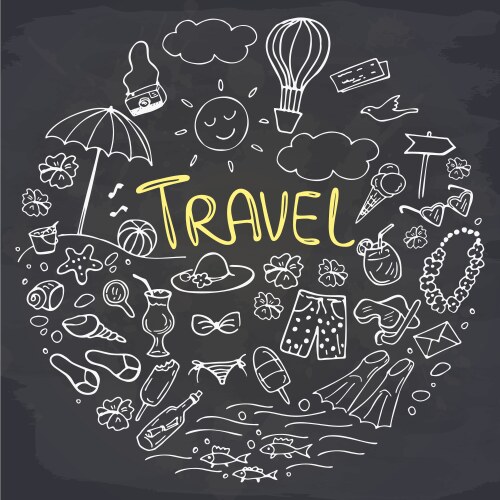 Summer Chalkboard Doodles Vector Image