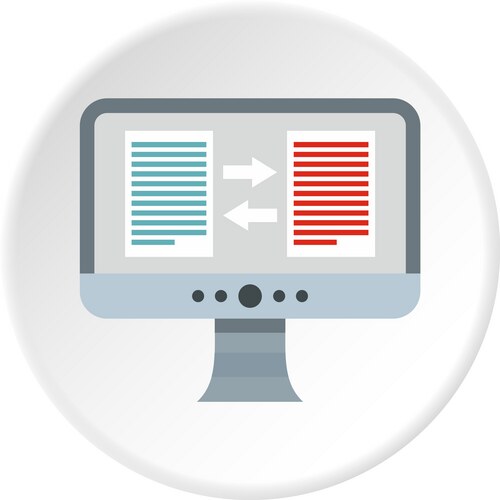 Translation of text on computer icon circle vector image