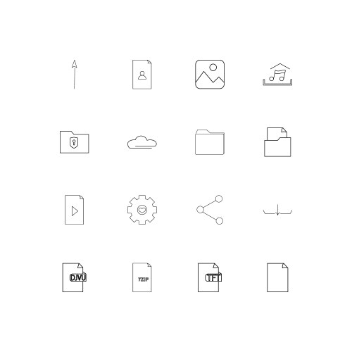 Files and folders sign linear thin icons set vector image