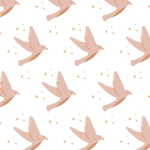 Seamless pattern with birds in boho style vector image
