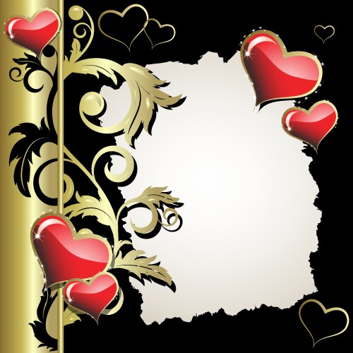 Romantic Hearts Branch Vector Image