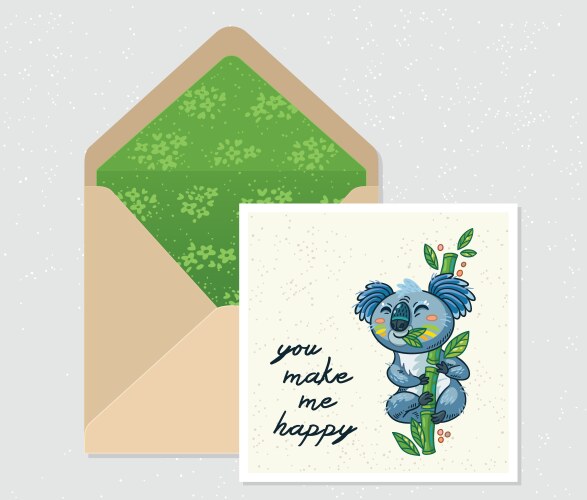 Set for design envelope and card with cute Vector Image