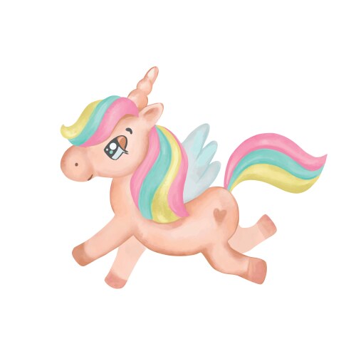 Cute unicorn watercolor hand drawn Vector Image