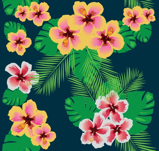 Floral seamless pattern of hawaiian hibiscus Vector Image