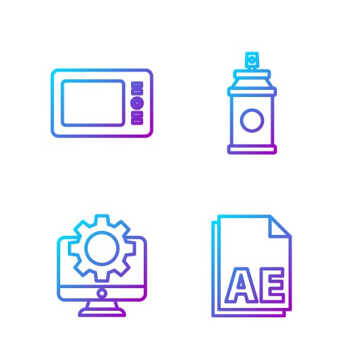Set line ae file document computer monitor vector image