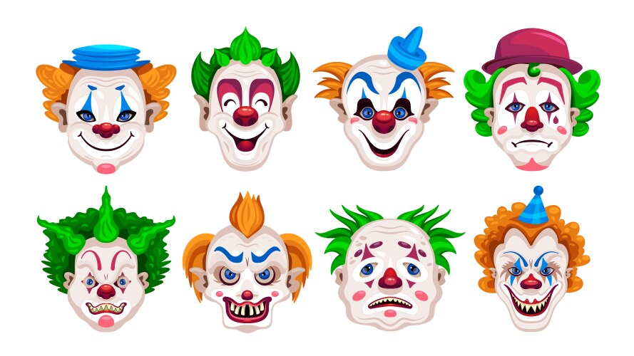 clowns faces color set vector image