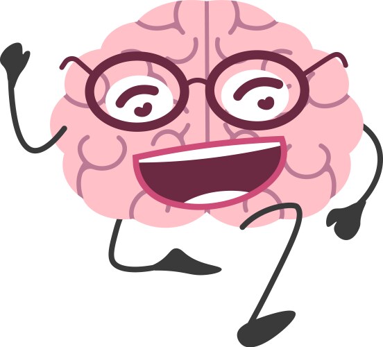 Active brain character cheerful full of energy vector image