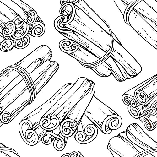 Cinnamon stick tied bunch and powder set Vector Image