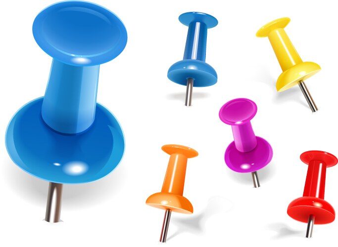 Color pins icon realistic style Royalty Free Vector Image