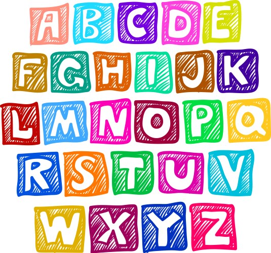 Hand drawn 3d cartoon font collection Royalty Free Vector