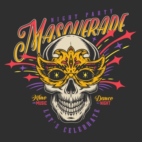 Masquerade Party Skull Poster Vector Image