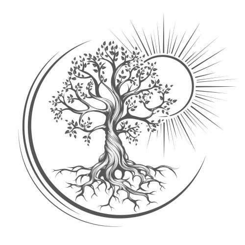 tree of life esoteric tattoo drawn in engraving vector image