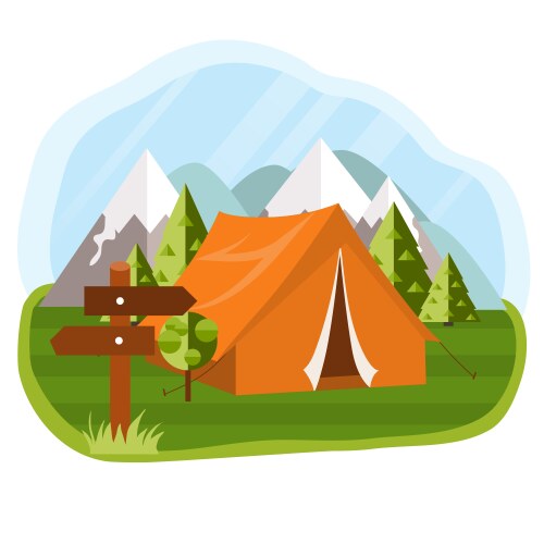 Two boys camping in the forest Royalty Free Vector Image