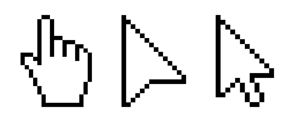Pixel computer mouse click cursor icon set clip vector image
