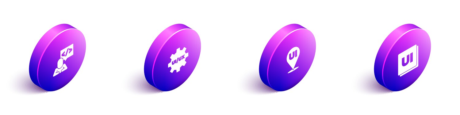 Set isometric front end development ui or ux vector image