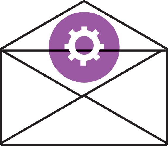 Mail envelope with media icon and colorful circle vector image