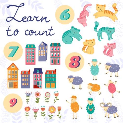 Learn to count concept set of cute graphic vector image