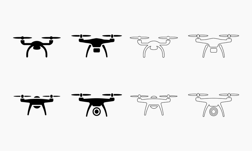 Drone Icon Set - Solid & Outline – Royalty-Free Vector | VectorStock