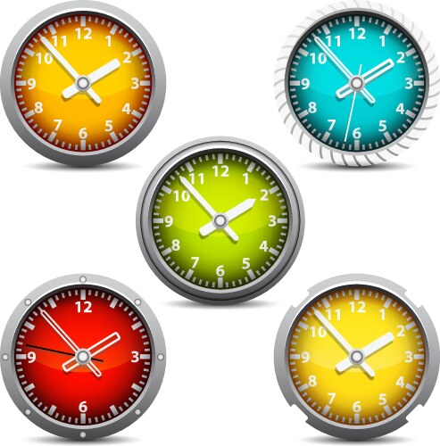 Vector Clock Machine Silver metallic mechanical gears and clocks Vector Image