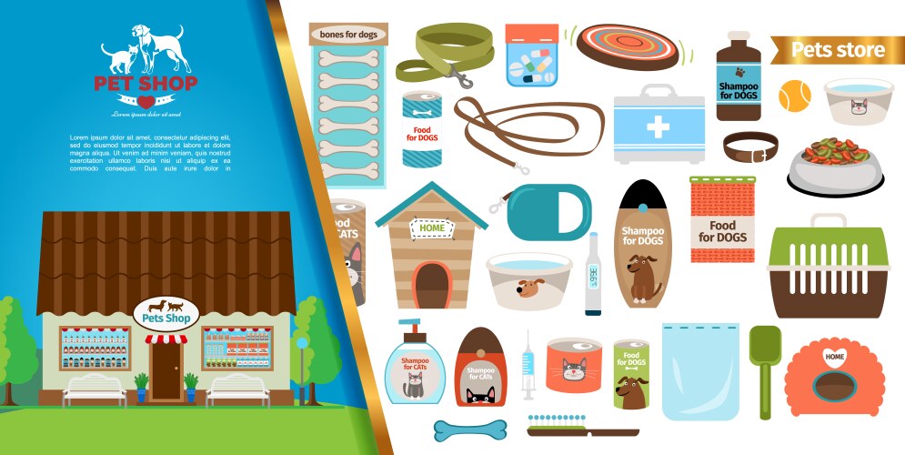 flat pets shop concept vector image