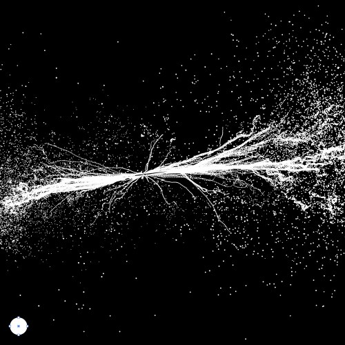 Point explode array with dynamic emitted particles vector image