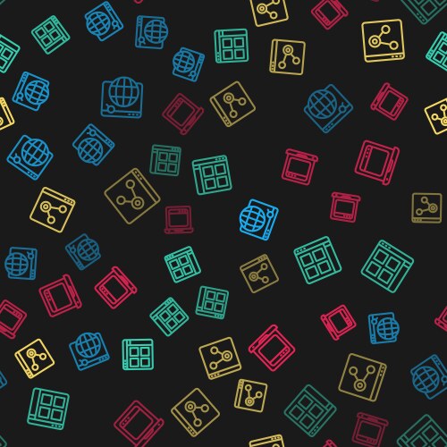 Set line search engine browser files window vector image